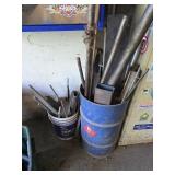 Scrap Metal Pieces & Metal Barrel