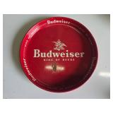 Budweiser Red Metal Beer Tray, 13 Inch Diameter