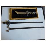 Fantasy Dagger With Display & Pair Metal Swords