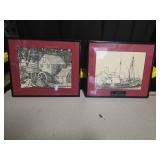 Framed Black and White Pen Drawings