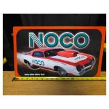 NOCO Embossed Metal Sign with Race Car Graphic