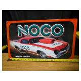 NOCO Embossed Metal Sign With Drag Car Art