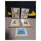 Framed Montreal Art Prints and Asian Calligraphy