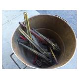 Bucket Of Ratchet Load Binders And Tie Down Chains