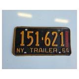1964 New York Trailer License Plate 151-621