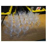 Etched Crystal Stemware and Decanter Set