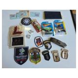 Lot: Patches, Hot Wheels, PEZ, Tokens
