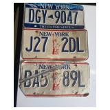 Three New York State License Plates