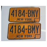New York License Plates Pair 4184-BMY