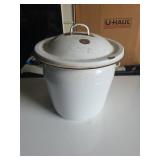 White Enamelware Chamber Pot with Lid