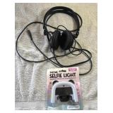 Sony Wired Headphones and Phone Selfie Light
