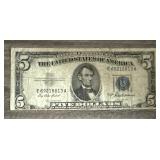 1953 A Five Dollar Silver Certificate w/Cut Error