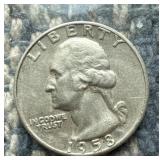 1958 D Washington Silver Quarter BU