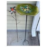 Yard Ornaments Frog Birdbath 30in & Flower