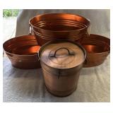 Copper Looking buckets and Ice Bucket 12in