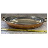 Vintage Copper Gratin Tin Lined Oval Pan Dish