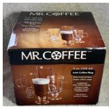 Mr Coffee Glass Irish Mugs Set of 4 Pedestal Base