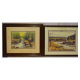 Landscape Print & Watercolor Painting