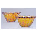 Indiana Glass Wild Rose Carnival Amber Candleholdr