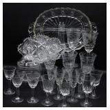 Antique Etched Crystal Stemware & Dish