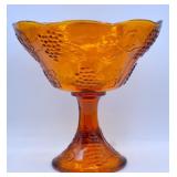 Vintage Indiana Colony Amber Glass Pedestal Bowl