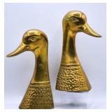 Vintage Weighted Brass Duck Head Bookends