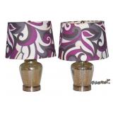 Pair of Mirrored Glass Accent Table Lamps