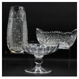 Antique Brilliant Cut Crystal & Crystal Pedestal