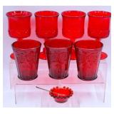 Antique Ruby Red Cadmium Glass Tumbers & Stemware