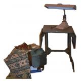 Vintage Typewriter Desk, MCM Desk Lamp, Fabric
