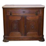 Antique Marble-top One-Drawer Cabinet