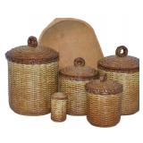 1983 Otagiri Ceramic Canister Set & Dough Bowl