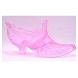 Fenton Glass Rose Pink Swan Imperial Slipper Shoe