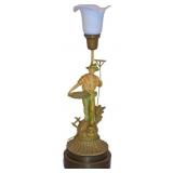 Antique French Spelter Peasant Lamp