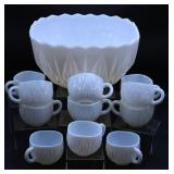 MCM Hazel Atlas Williamsport Milk Glass Punch Bowl