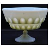 MCM Milk Glass Thumbprint Pedestal Bowl