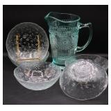 Crofton Hobnail Pitcher & Rose Design Bowls