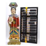 Abacus & Porcelain Chinese Empress Figure