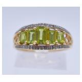 14k Gold Peridot & Diamond Accent Ring
