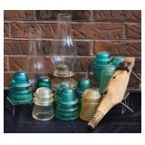 Antique Insulators & Insulator Peg & Lanterns