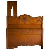 Antique Oak Bed w/ Carved Relief Design