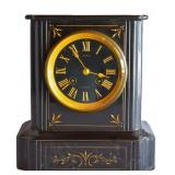 Antique French Bozzo Angers Black Marble Clock
