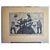 Drying Tobacco In North Carolina Woodblock Print
