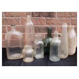 8 Antique Glass Bottles