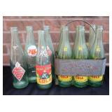 Vtg Royal Cola Glass Bottles & Metal Carrier