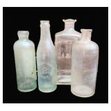 4 Antique Glass Bottles - Capitol, Bonner ++