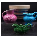 Group of Vintage Ceramic Pitchers & Stoneware Bowl