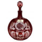 Egermann Red Cut to Clear Crystal Decanter