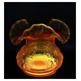 Yellow Amberina Art Glass Ruffle Bowl