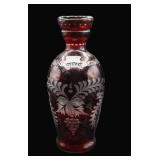 Egermann Crystal Red Cut to Clear Decanter